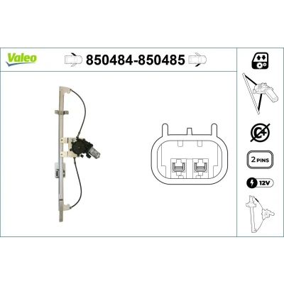 Bilde av Valeo Vindusheis foran venstre elektrisk med elektromotor uten komfortfunksjon 850484 FIAT: Ducato II Flatvogn lastebil/Chassis