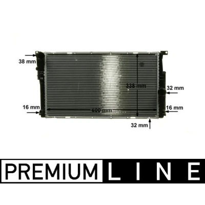 Bilde av MAHLE ORIGINAL CR 1909 000P Radiator 627mm 366mm 32mm Automatisk girkasse Kjøleribber loddet BMW: 3 Sedan, 1 Hatchback, Touring