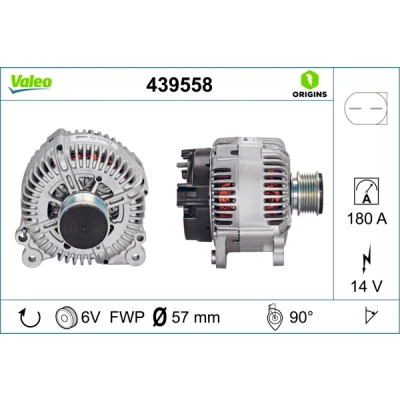 Bilde av VALEO 439558 Dynamo 14V 180A VOLKSWAGEN: Transporter 5 Bus, Passat B6 Variant, 5, SKODA: Superb II Stasjonsvogn, Hatchback