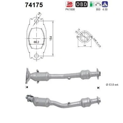 Bilde av AS 74175 Katalysator Euro 5 850mm