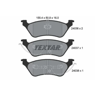 Bilde av TEXTAR 2403601 Bremseklosser ikke klargjort for slitasjeindikator CHRYSLER: Voyager 4, / Grand 3, DODGE: Caravan IV MPV