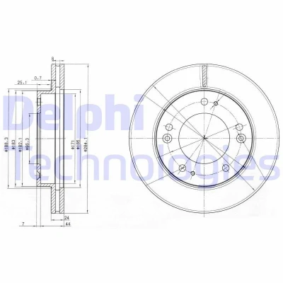 Bilde av DELPHI BG3226 Bremseskiver 284 24 5 ventilert oljet ubehandlet uten hjullager, ABS sensorring