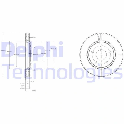 Bilde av DELPHI BG4212 Bremseskiver 302 28 5 ventilert oljet ubehandlet uten hjullager, ABS sensorring FIAT: Freemont, DODGE: Journey MPV