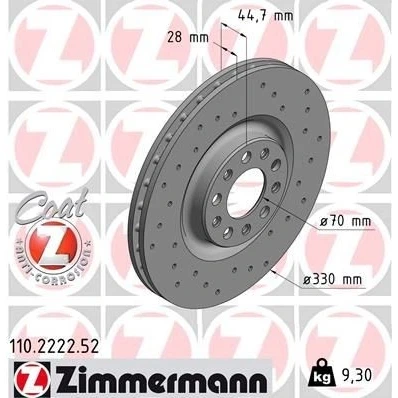 Bilde av ZIMMERMANN SPORT COAT Z 110.2222.52 Bremseskiver 330 28 10/5 5 110 innvendig ventilert, hullet belagt ALFA ROMEO: Giulia Sedan