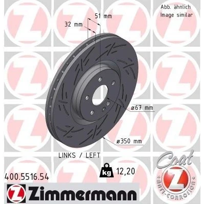 Bilde av ZIMMERMANN 400.5516.54 Bremseskiver 350 32 6/5 5 112 innvendig ventilert, med sliss belagt MERCEDES BENZ: A Klasse, CLA Coupé, GLA