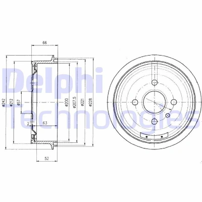 Bilde av DELPHI BF102 Bremsetrommel uten ABS sensorring, hjullager 242 OPEL: Vectra A Sedan, Ascona B Astra G CC