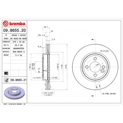 Bilde av BREMBO COATED DISC LINE 09.8655.21 Bremseskiver 276 22 4 innvendig ventilert belagt høy karbon MINI: Hatchback, Cabrio