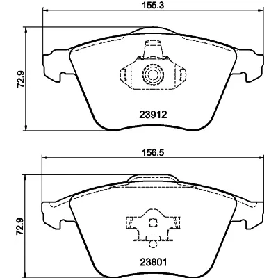 Bilde av HELLA 8DB 355 012 281 Bremseklosser ikke klargjort for slitasjeindikator VOLVO: V40 Hatchback, V50, C30, SAAB: 9 3 Stasjonsvogn, Sedan