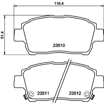 Bilde av HELLA 8DB 355 017 081 Bremseklosser med akustisk slitasjevarsel TOYOTA: Corolla IX Hatchback, Station Wagon, Prius II Liftback