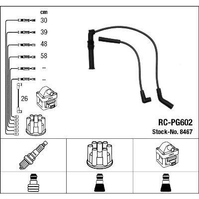 Bilde av NGK 8467 Pluggledninger 5 PEUGEOT: 405 I Sedan