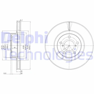 Bilde av DELPHI BG2827C Bremseskiver 277 24 5 ventilert belagt ubehandlet uten hjullager, ABS sensorring SUBARU: Impreza III Hatchback, Forester