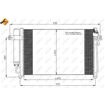 Bilde av NRF EASY FIT 35476 Kondensator med tørker, tetningsring 12,9 8,2 Aluminium 495