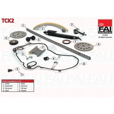 Bilde av FAI AutoParts TCK2 Registerkjedesett med tetning, tannhjul simplex, Boltkjede