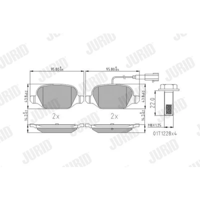 Bilde av JURID 573400J Bremseklosser inkl. slitasjevarselkontakt med tilbehør FIAT: 500 Hatchback, C Cabrio, ABARTH: 500C / 595C 695C Cabrio