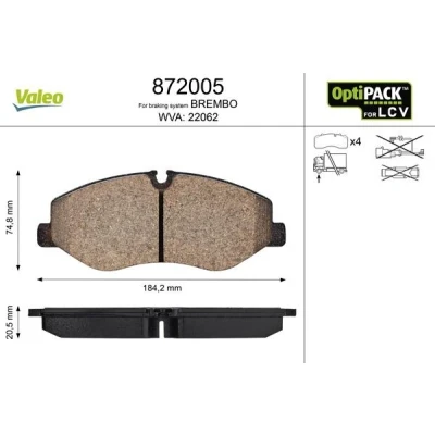 Bilde av VALEO 872005 Bremseklosser framaksel ekskl. slitasjevarselkontakt uten sikringsskruesett, for vanskelige bruksforhold MERCEDES BENZ: Vito Tourer