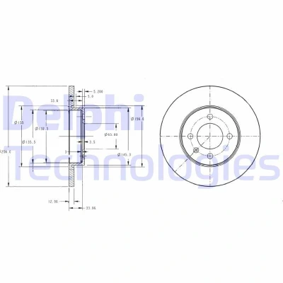 Bilde av DELPHI BG2454 Bremseskiver 256 13 4 fullt ut oljet ubehandlet uten hjullager, ABS sensorring VOLKSWAGEN: Caddy 2 Kastenwagen, GOLF 3