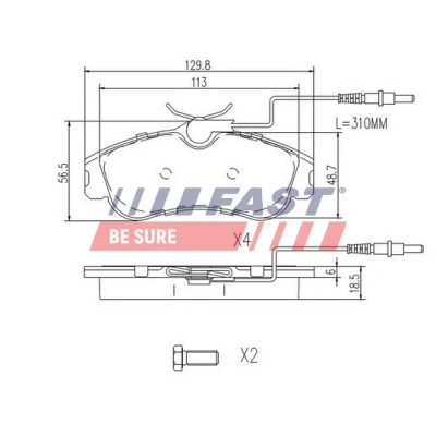 Bilde av FAST FT29517 Bremseklosser framaksel med integrert slitasjesensor PEUGEOT: Partner I Combispace, Van, 306 Hatchback