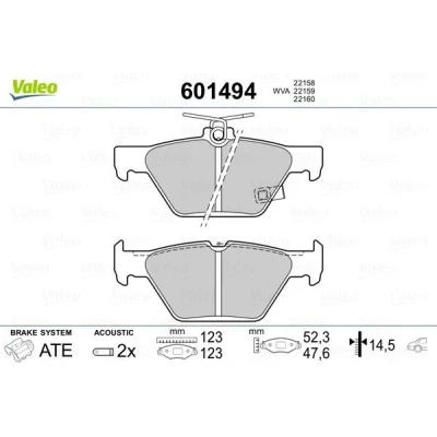 Bilde av VALEO 601494 Bremseklosser bakaksel inkl. slitasjevarselkontakt med antihyle blikk SUBARU: Outback V, Levorg I