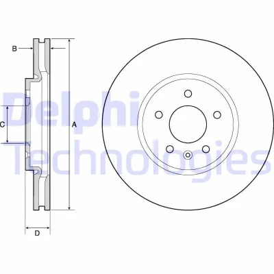 Bilde av DELPHI BG4672C Bremseskiver 321 30 5 ventilert belagt ubehandlet uten hjullager, ABS sensorring OPEL: Astra J Sports Tourer, Hatchback