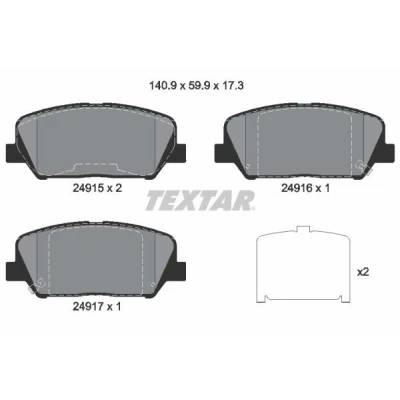 Bilde av TEXTAR 2491501 Bremseklosser med akustisk slitasjevarsel tilbehør KIA: cee‘d II Sportswagon, Hatchback, Optima / K5
