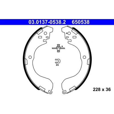 Bilde av ATE 03.0137 0538.2 Bremsesko 228mm 36mm uten vippearm