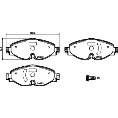 Bilde av MINTEX MDB3827 Bremseklosser klargjort for slitasjeindikator med bremsecaliperskruer VOLKSWAGEN: Golf 7, Passat B8 Variant, 7 Variant