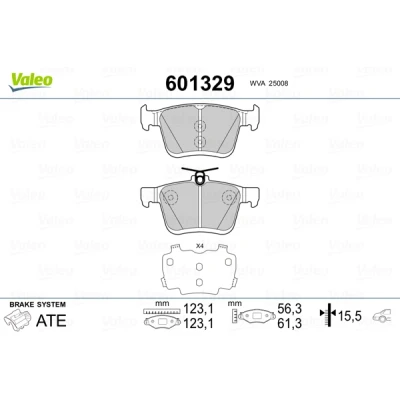 Bilde av VALEO 601329 Bremseklosser bakaksel ekskl. slitasjevarselkontakt med antihyle blikk VOLKSWAGEN: Golf 7, 7 Variant, Polo V Hatchback