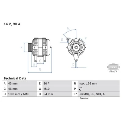 Bilde av BOSCH 0 986 049 151 Dynamo 14V 80A FORD: FIESTA 5