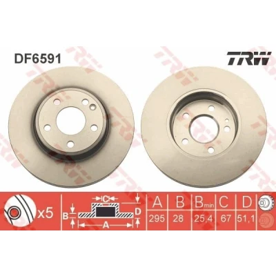 Bilde av TRW DF6591 Bremseskiver 295 28 5 112 ventilert spraylakkert MERCEDES BENZ: A Klasse, B CLA Coupé