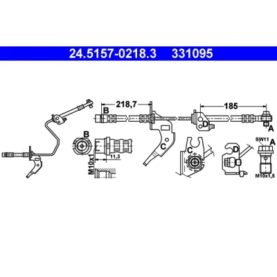 Bilde av ATE 24.5157 0218.3 Bremseslange 219, 185 M10x1 OPEL: Zafira B, A, Astra H Hatchback