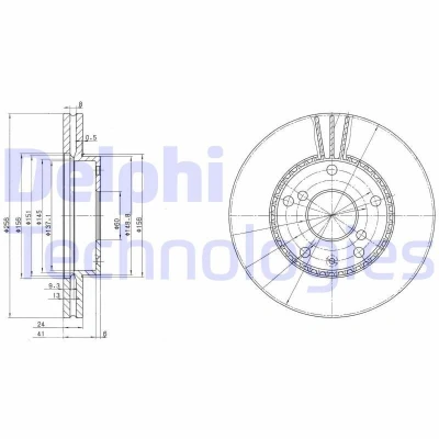 Bilde av DELPHI BG3531 Bremseskiver 256 24 5 ventilert oljet ubehandlet uten hjullager, ABS sensorring