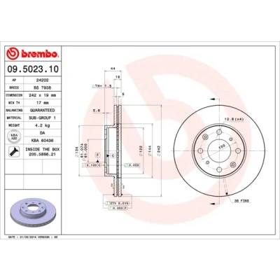 Bilde av BREMBO 09.5023.10 Bremseskiver 242 19 4 innvendig ventilert med skruer HONDA: CIVIC Hatchback, CRX 1