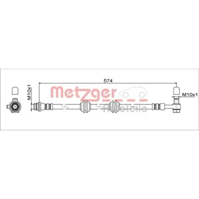 Bilde av METZGER 4111755 Bremseslange venstre bakaksel 574 M10x1