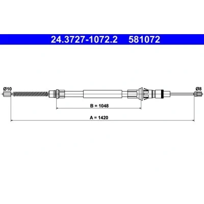 Bilde av ATE 24.3727 1072.2 Bremsekabel 1420 NISSAN: Interstar Minibuss, RENAULT: MASTER 2 Pritsche/Fahrgestell