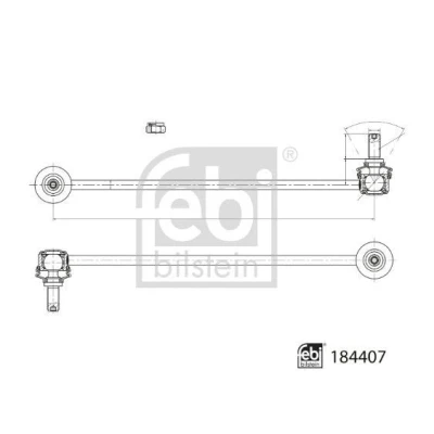 Bilde av FEBI BILSTEIN 184407 Stabstag framaksel venstre, høyre 335mm M12 x 1,5 med muttere Stål