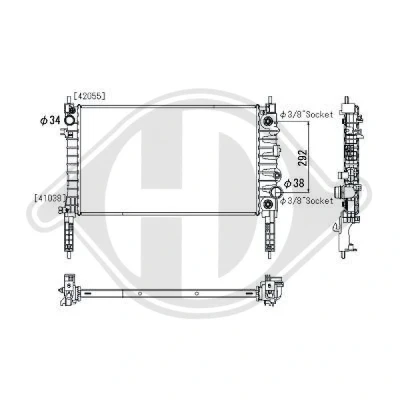 Bilde av DIEDERICHS DCM3983 Radiator Aluminium 620 359 Kjøleribber loddet