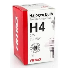 Bilde av AMiO 01267 Lyspære, fjernlys H4 70/75W P43t Halogen TOYOTA: Hiace 4 Bus, HILUX 3 Pick up, VOLKSWAGEN: Transporter 4, MERCEDES BENZ: W124 Sedan