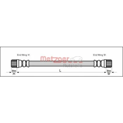 Bilde av METZGER 4111152 Bremseslange 260 F10 x 1 PEUGEOT: Partner I Van, Combispace, CITROËN: Berlingo / First