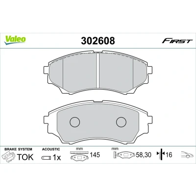 Bilde av VALEO 302608 Bremseklosser framaksel inkl. slitasjevarselkontakt med antihyle blikk FORD: Ranger Mk2, MAZDA: B Serie Pick up, BT 50 up