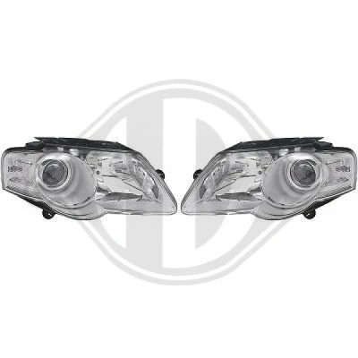 Bilde av DIEDERICHS 2247980 Frontlykter høyre H7/H7 Halogen for høyrekjøring med motor høydejustering hovedlys VOLKSWAGEN: Passat B6 Variant