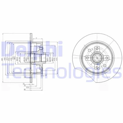 Bilde av DELPHI BG2571 Bremseskiver 261 10 4 fullt ut oljet ubehandlet uten hjullager, ABS sensorring OPEL: Calibra A, Vectra A Sedan, Ascona C Sedan