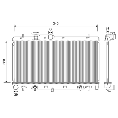Bilde av VALEO 701204 Radiator Aluminium 340 688 16