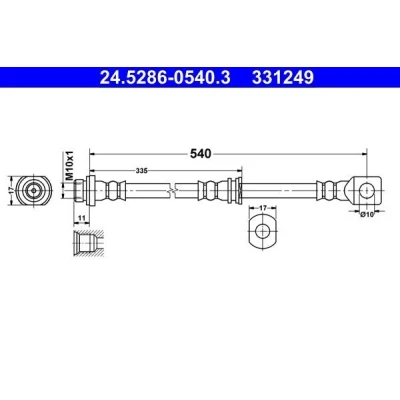 Bilde av ATE 24.5286 0540.3 Bremseslange 540 M10x1 MITSUBISHI: PAJERO 4, 3