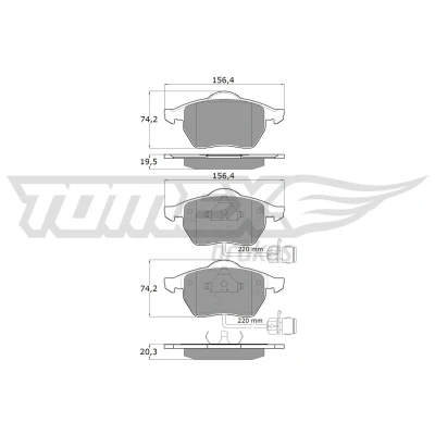 Bilde av TOMEX brakes TX 10 941 Bremseklosser framaksel inkl. slitasjevarselkontakt AUDI: A6 C4 Avant, A4 B5 B6 Sedan