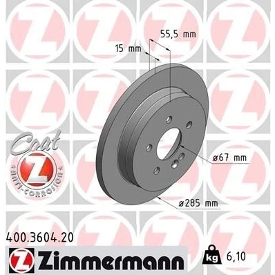 Bilde av ZIMMERMANN COAT Z 400.3604.20 Bremseskiver 285 15 6/5 5 112 fullt ut belagt MERCEDES BENZ: ML Klasse