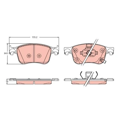 Bilde av TRW GDB2342 Bremseklosser med akustisk slitasjevarsel FORD: KUGA 2, Focus Mk4 Hatchback, Turnier, FORD USA: Edge Mk2