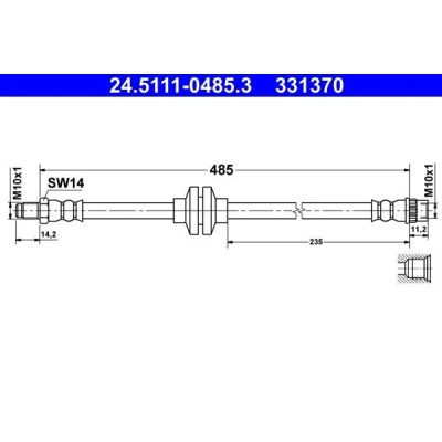 Bilde av ATE 24.5111 0485.3 Bremseslange 485 M10x1 RENAULT: Kangoo II Express