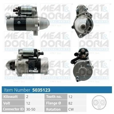 Bilde av MEAT &amp; DORIA 5035123 Starter 12V 2kW 12 30 50 82mm JEEP: GRAND CHEROKEE 2