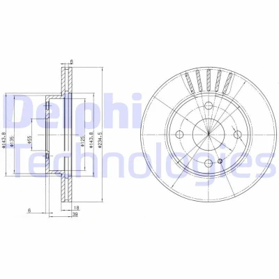 Bilde av DELPHI BG2802 Bremseskiver 235 18 4 ventilert oljet ubehandlet uten hjullager, ABS sensorring MAZDA: MX 5 I, 323 C IV Hatchback