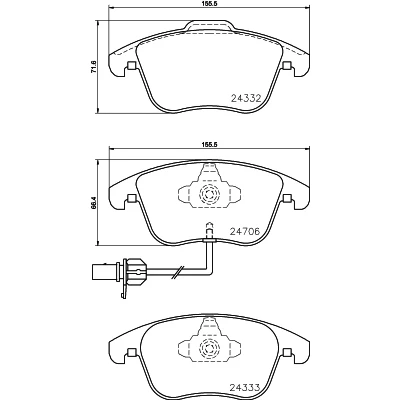 Bilde av HELLA 8DB 355 013 861 Bremseklosser med integrert slitasjevarselkontakt AUDI: A4 B8 Avant, Allroad, A5 Coupé